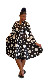 Load image into Gallery viewer, Polka Dot Fitted Waist Dress
