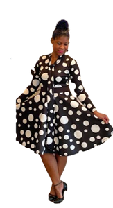 Polka Dot Fitted Waist Dress
