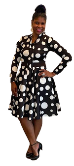 Load image into Gallery viewer, Polka Dot Fitted Waist Dress

