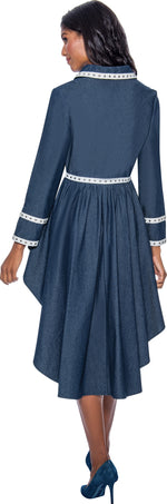 Load image into Gallery viewer, Hi Low Denim 2pc Skirt Suit

